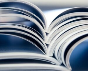 Publications on a table.