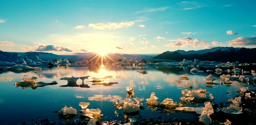 Icebergs melting in the Jökulsárlón Glacier Lagoon in Iceland.