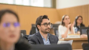 Student listening in class.