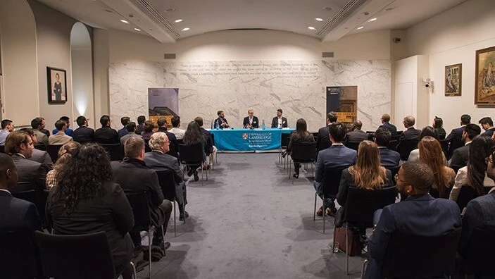 Students and alumni at the Royal Society event.