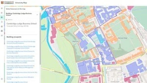 Screengrab of the University of Cambridge interactive map (map.cam.ac.uk).