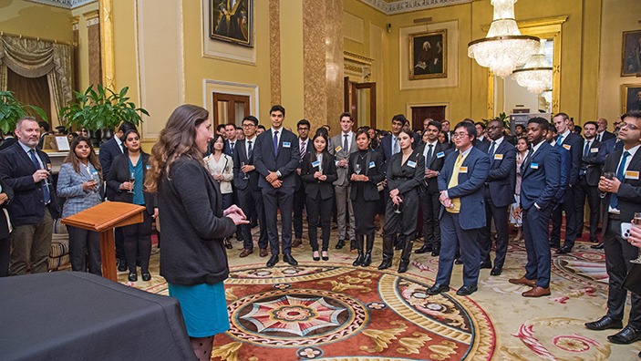 Students and alumni at the Oxford and Cambridge Club event.