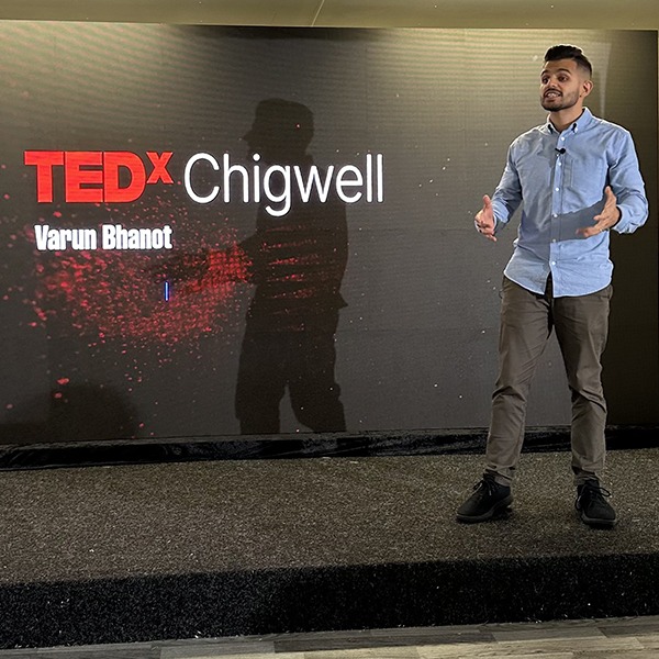 Varun Bhanot of MAGIC AI at a TEDx talk.