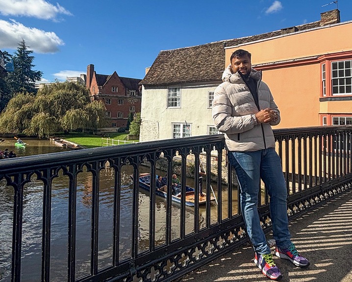 Sayam exploring the city of Cambridge.