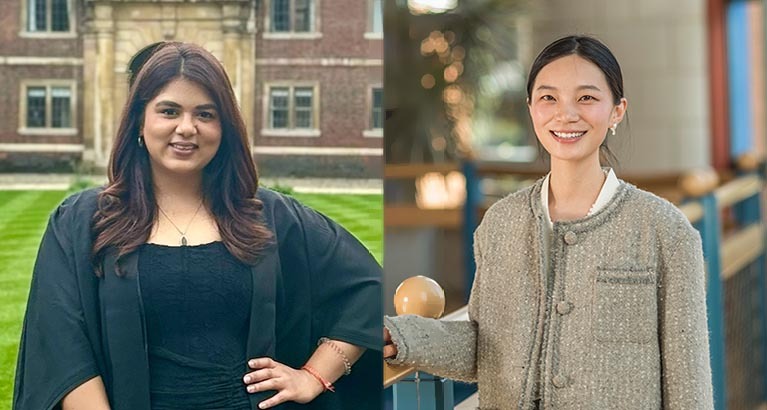 MFin 2024 Women in Finance scholars Sharda Goolcharan and Wangyang Ye.